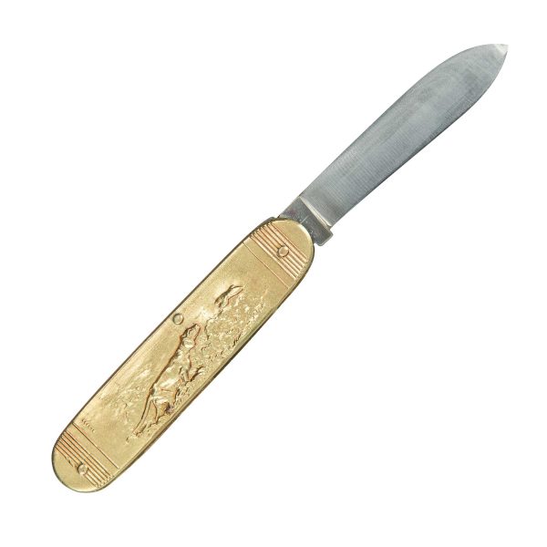COUTEAU COURSOLLE MOYEN CHASSEUR CHIEN 1 PIECE  MANCHE LAITON -218 – Image 2