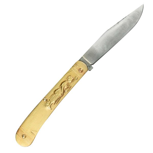 COUTEAU COURSOLLE YATAGAN MOYEN CABRETTE FILEUSE 1  PIECE MANCHE LAITON - 260Y – Image 2