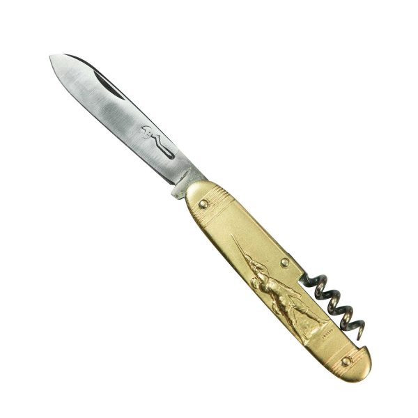 COUTEAU COURSOLLE PETIT CHASSEUR CHIEN 2 PIÈCES TIRE-BOUCHON MANCHE LAITON - 126