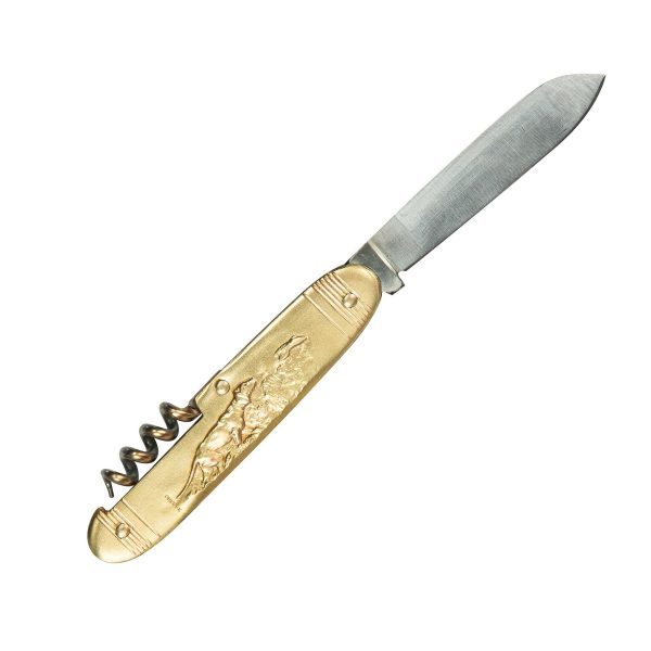 COUTEAU COURSOLLE PETIT CHASSEUR CHIEN 2 PIÈCES TIRE-BOUCHON MANCHE LAITON - 126 – Image 2