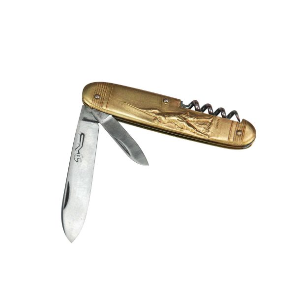 COUTEAU COURSOLLE PETIT CHASSEUR CHIEN 3  PIÈCES  TIRE-BOUCHON CANIF MANCHE LAITON - 127 – Image 2