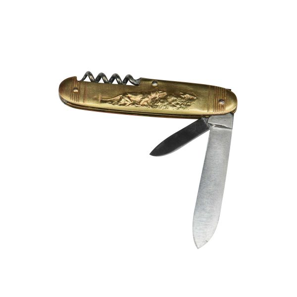 COUTEAU COURSOLLE PETIT CHASSEUR CHIEN 3  PIÈCES  TIRE-BOUCHON CANIF MANCHE LAITON - 127 – Image 3
