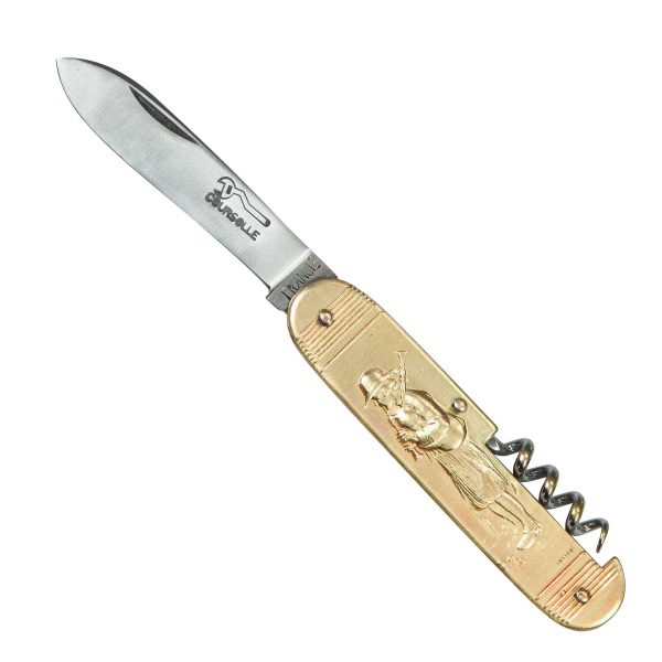 COUTEAU COURSOLLE MOYEN BINIOU  FILEUSE 2  PIÈCES  TIRE-BOUCHON  MANCHE LAITON - 203