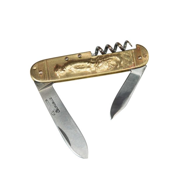 COUTEAU COURSOLLE MOYEN PÊCHEUR BRETON QUAI 3  PIÈCES  TIRE-BOUCHON CANIF  MANCHE LAITON - 204 – Image 2