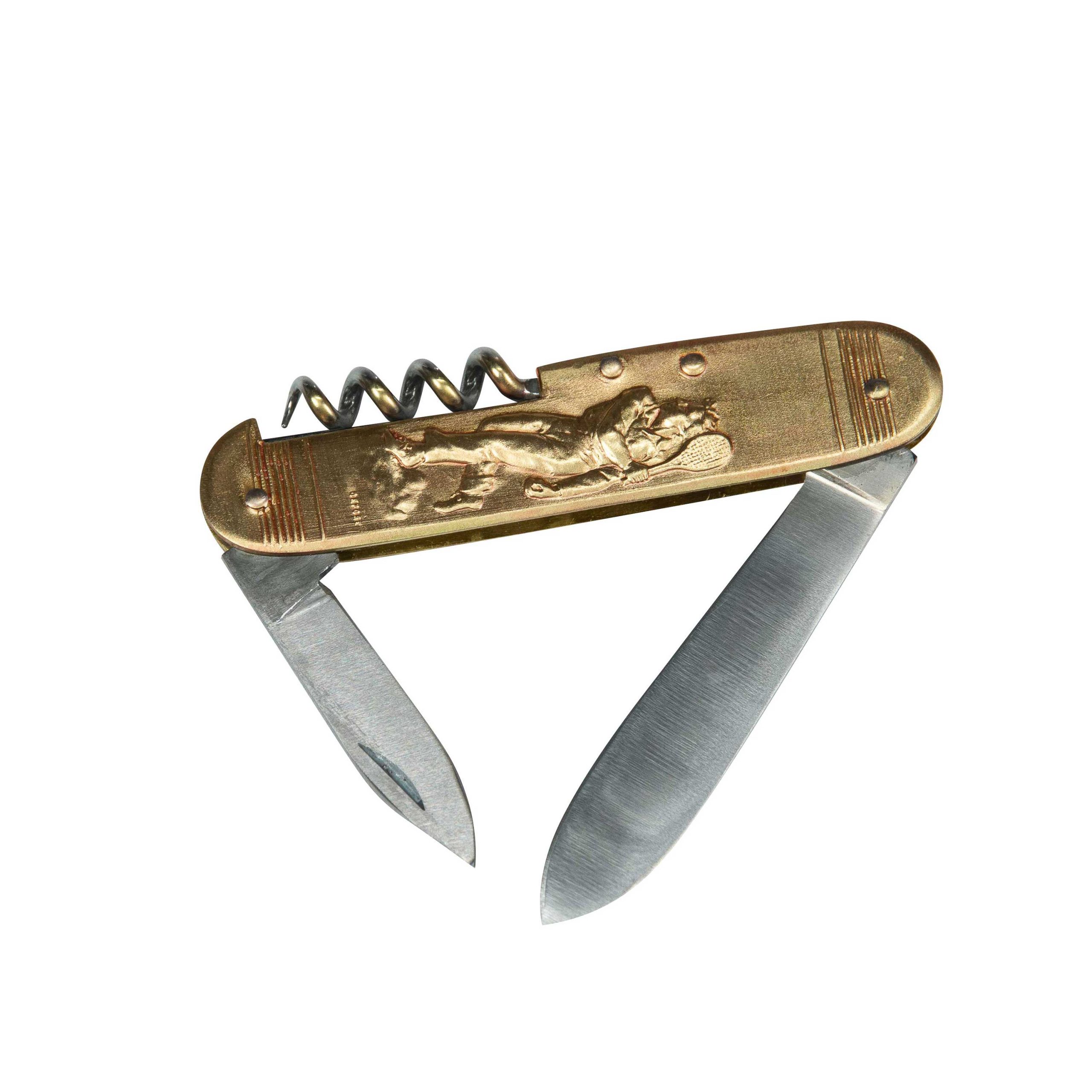 COUTEAU COURSOLLE MOYEN RUGBY TENNIS 3  PIÈCES  TIRE-BOUCHON CANIF  MANCHE LAITON - 204 – Image 3