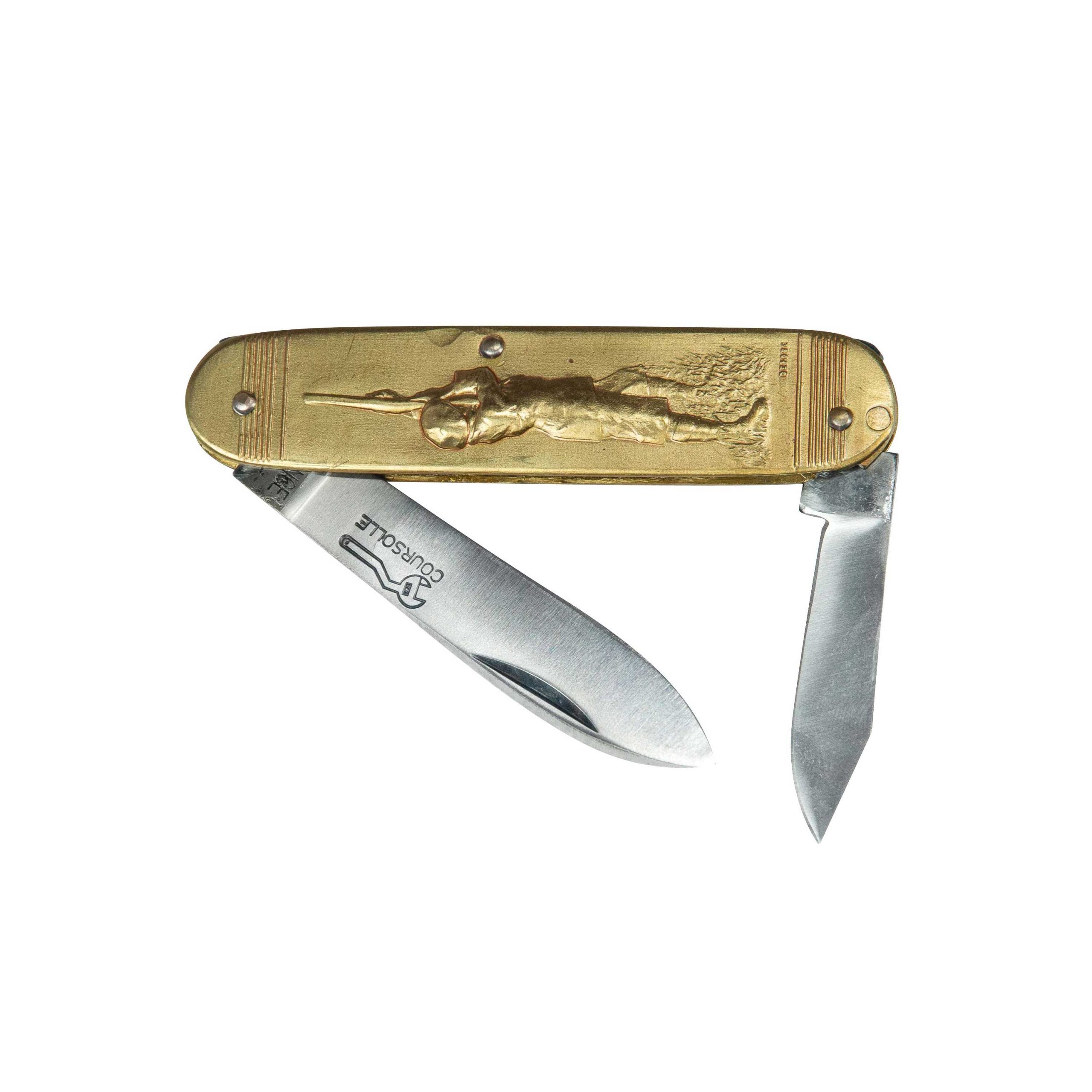 COUTEAU COURSOLLE MOYEN CHASSEUR CHIEN 2 PIECES CANIF MANCHE LAITON - 219 – Image 2