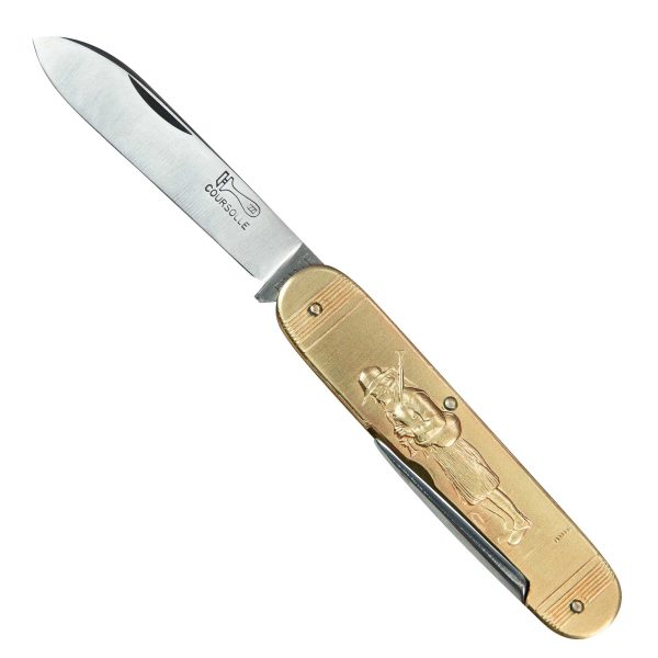 COUTEAU COURSOLLE  GRAND BINIOU TRICOTEUSE 2  PIÈCES  POINÇON  MANCHE LAITON - 251