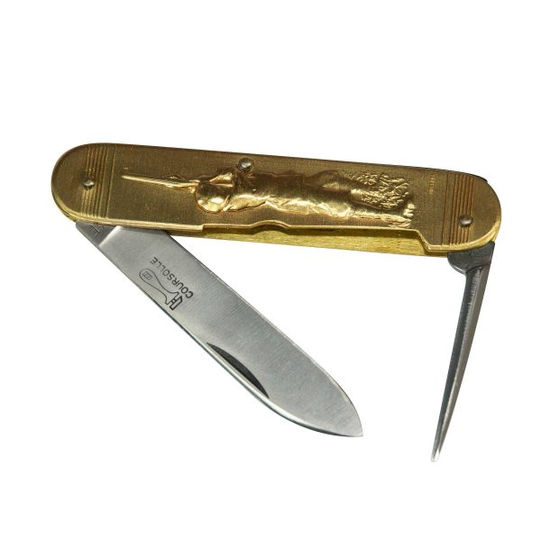 COUTEAU COURSOLLE GRAND CHASSEUR TRICOTEUSE 2  PIÈCES  POINÇON  MANCHE LAITON - 251 – Image 2