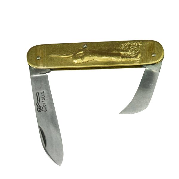 COUTEAU COURSOLLE GRAND CHASSEUR FILEUSE 2  PIÈCES  SERPETTE MANCHE LAITON - 259 – Image 2
