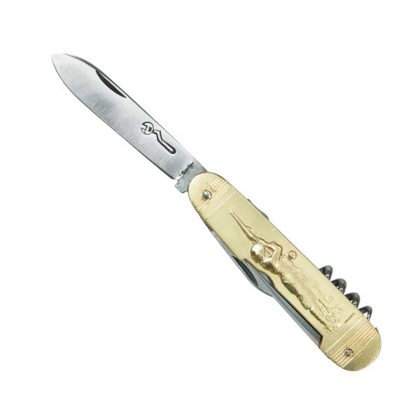 COUTEAU COURSOLLE PETIT CHASSEUR CHIEN 4  PIÈCES  TIRE-BOUCHON POINÇON CANIF  MANCHE LAITON - 235