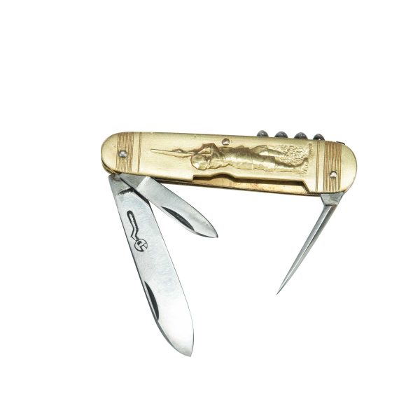 COUTEAU COURSOLLE PETIT CHASSEUR CHIEN 4  PIÈCES  TIRE-BOUCHON POINÇON CANIF  MANCHE LAITON - 235 – Image 2