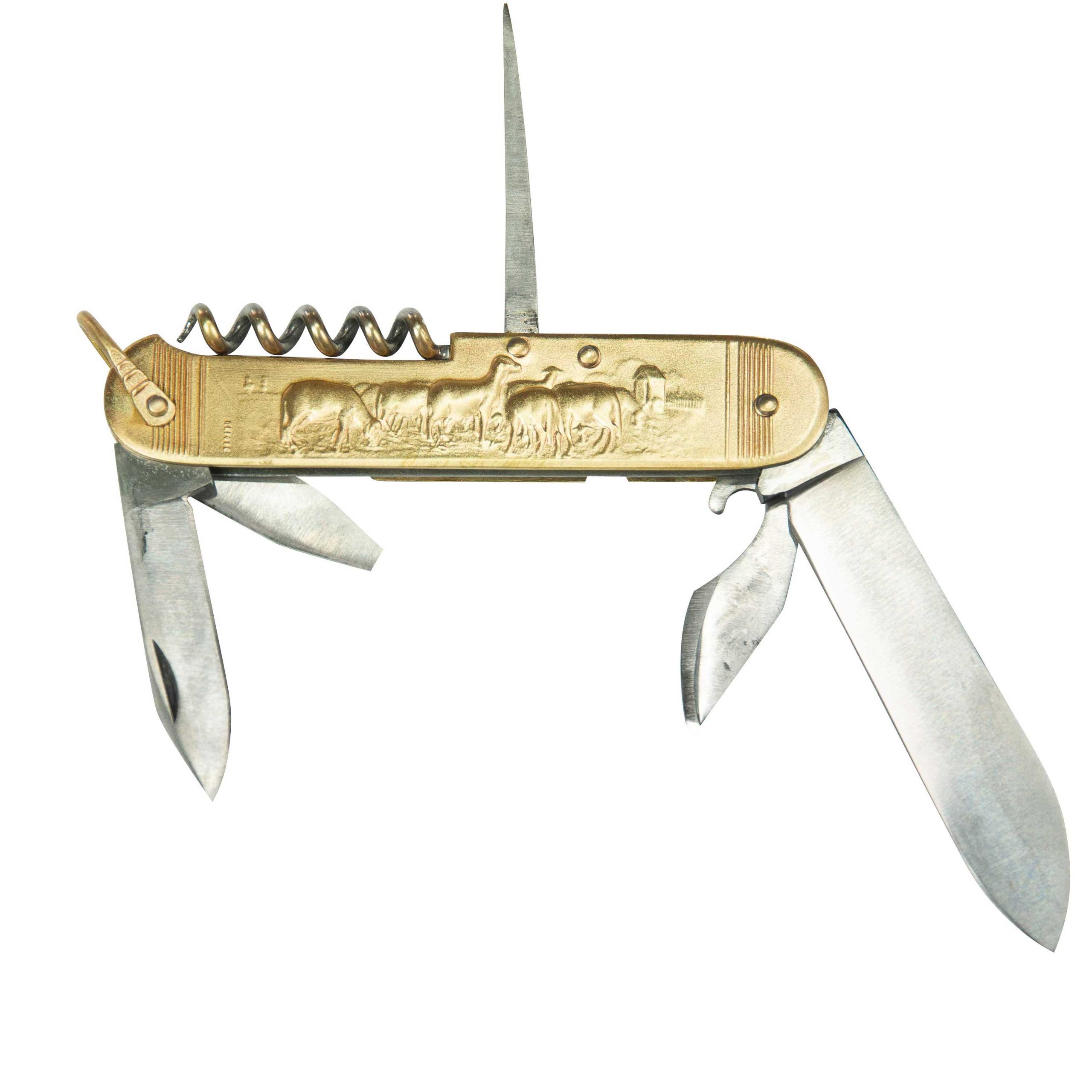 COUTEAU COURSOLLE GRAND BERGER MOUTONS  6  PIÈCES  TIRE-BOUCHON POINÇON OUVRE-BOITE CANIF TOURNEVIS  MANCHE LAITON - 247 – Image 2