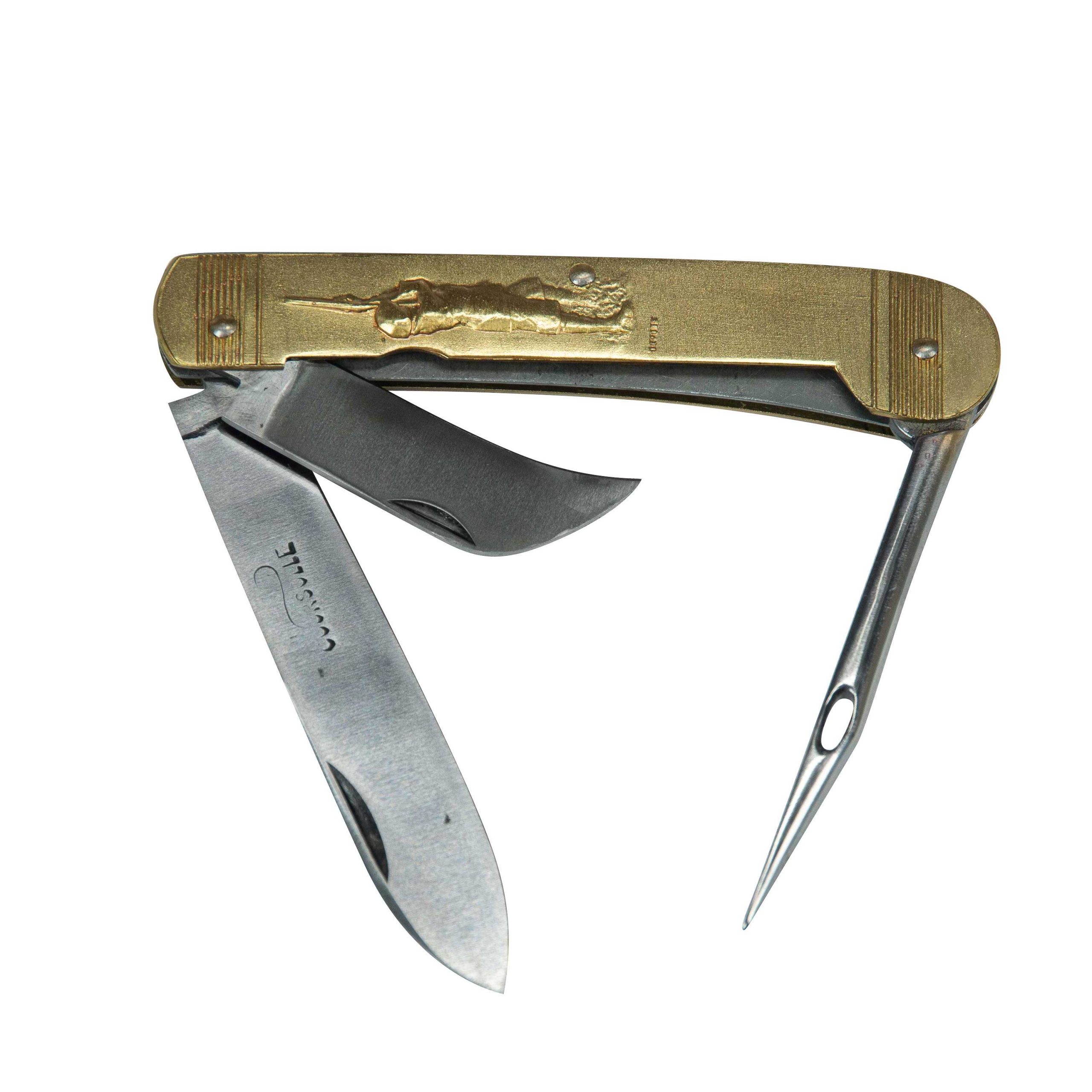 COUTEAU COURSOLLE GRAND CHASSEUR TENNIS 4 PIÈCES  TIRE-BOUCHON POINÇON SERPETTE  MANCHE LAITON - 274 – Image 2