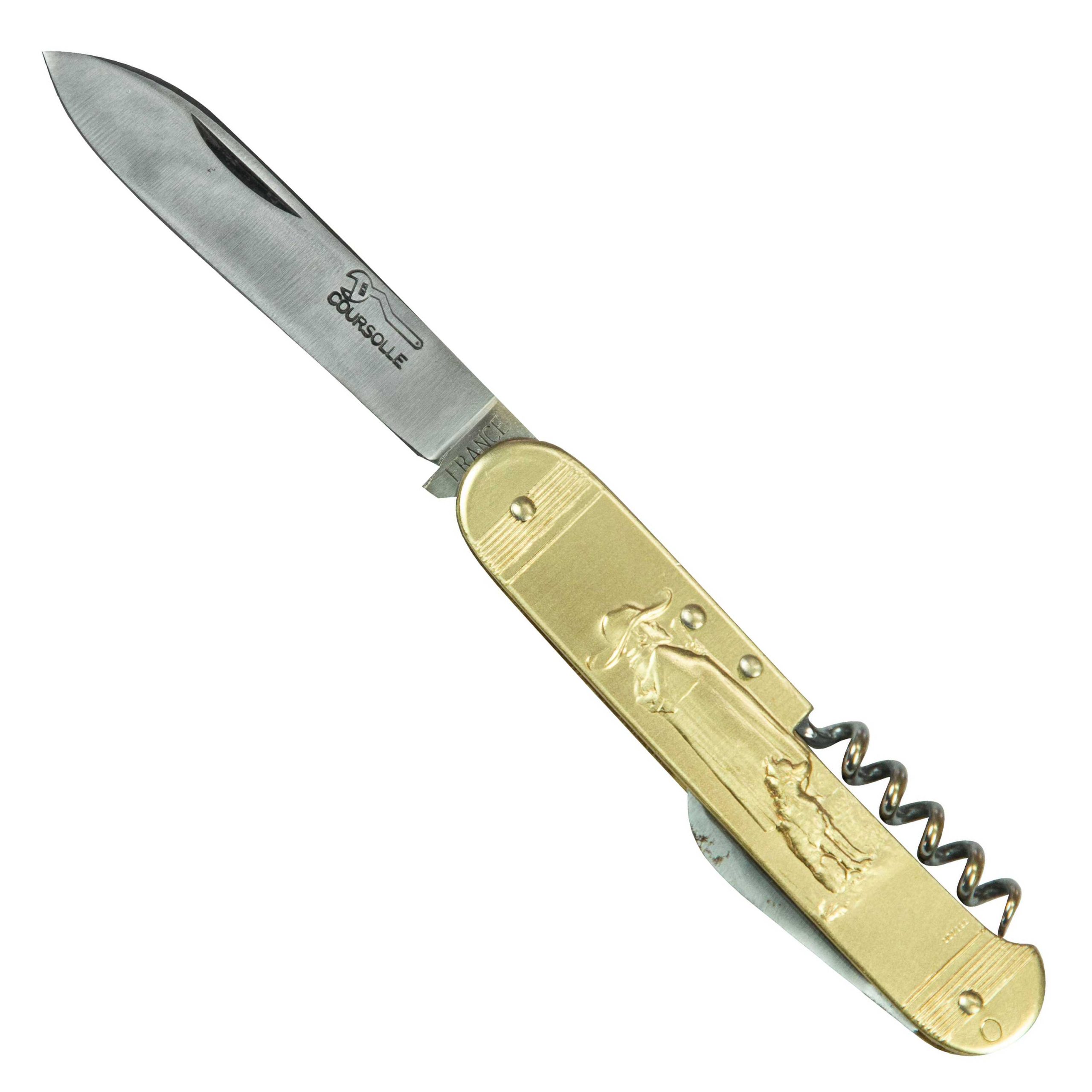 COUTEAU COURSOLLE GRAND BERGER MOUTONS 3  PIÈCES  TIRE-BOUCHON SERPETTE  MANCHE LAITON - 277