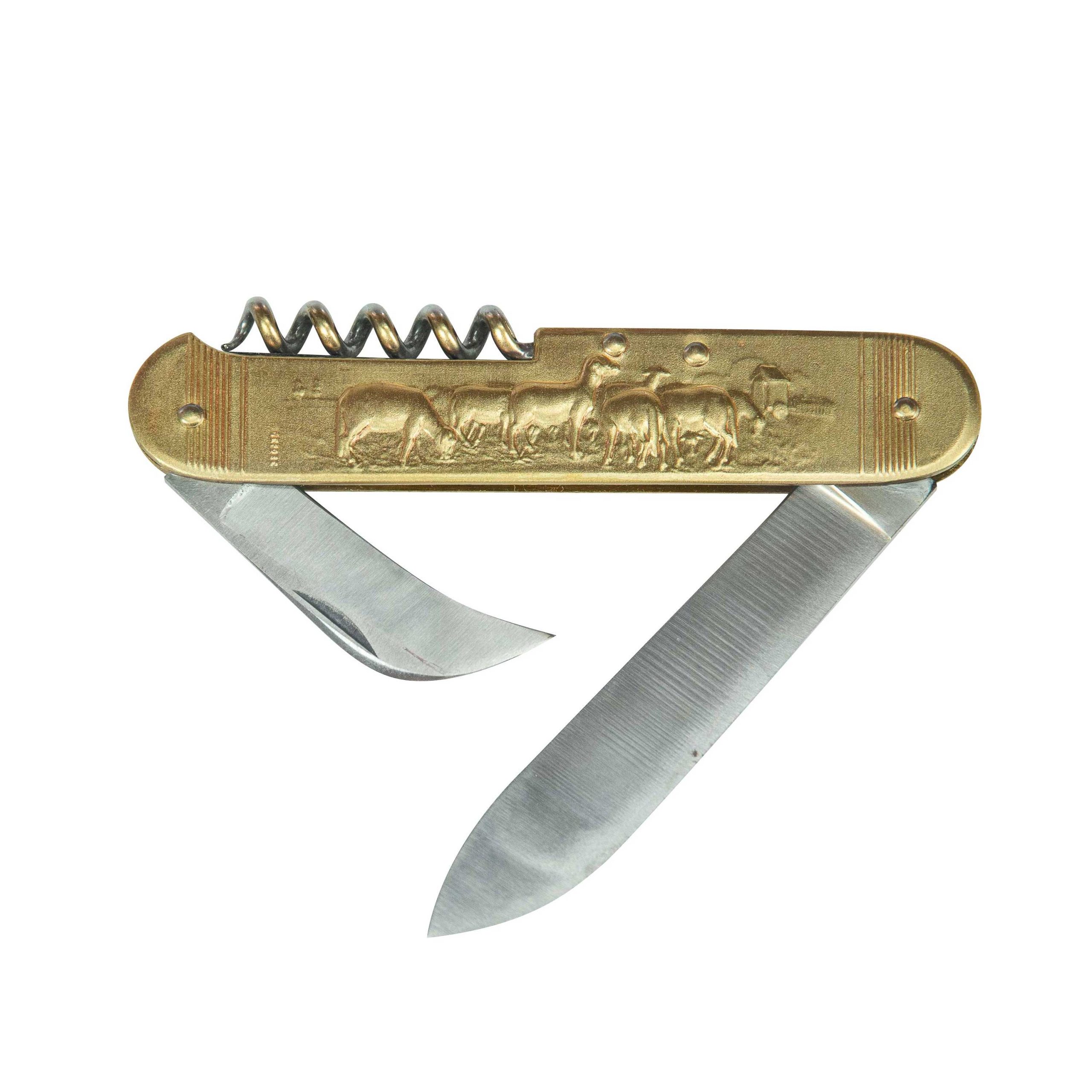 COUTEAU COURSOLLE GRAND BERGER MOUTONS 3  PIÈCES  TIRE-BOUCHON SERPETTE  MANCHE LAITON - 277 – Image 3