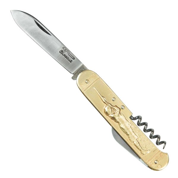 COUTEAU COURSOLLE GRAND CHASSEUR  CHIEN 3  PIÈCES  TIRE-BOUCHON SERPETTE  MANCHE LAITON - 277