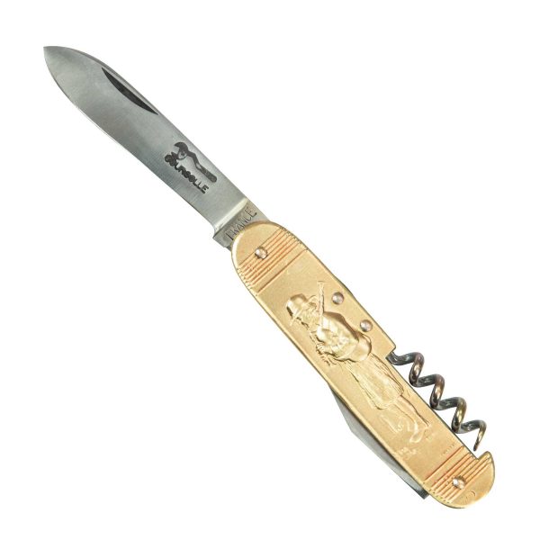 COUTEAU COURSOLLE MOYEN BINIOU FILEUSE 3  PIÈCES  TIRE-BOUCHON OUVRE-BOITE  MANCHE LAITON - 291