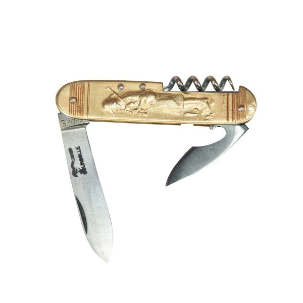 COUTEAU COURSOLLE MOYEN BINIOU FILEUSE 3  PIÈCES  TIRE-BOUCHON OUVRE-BOITE  MANCHE LAITON - 291 – Image 2