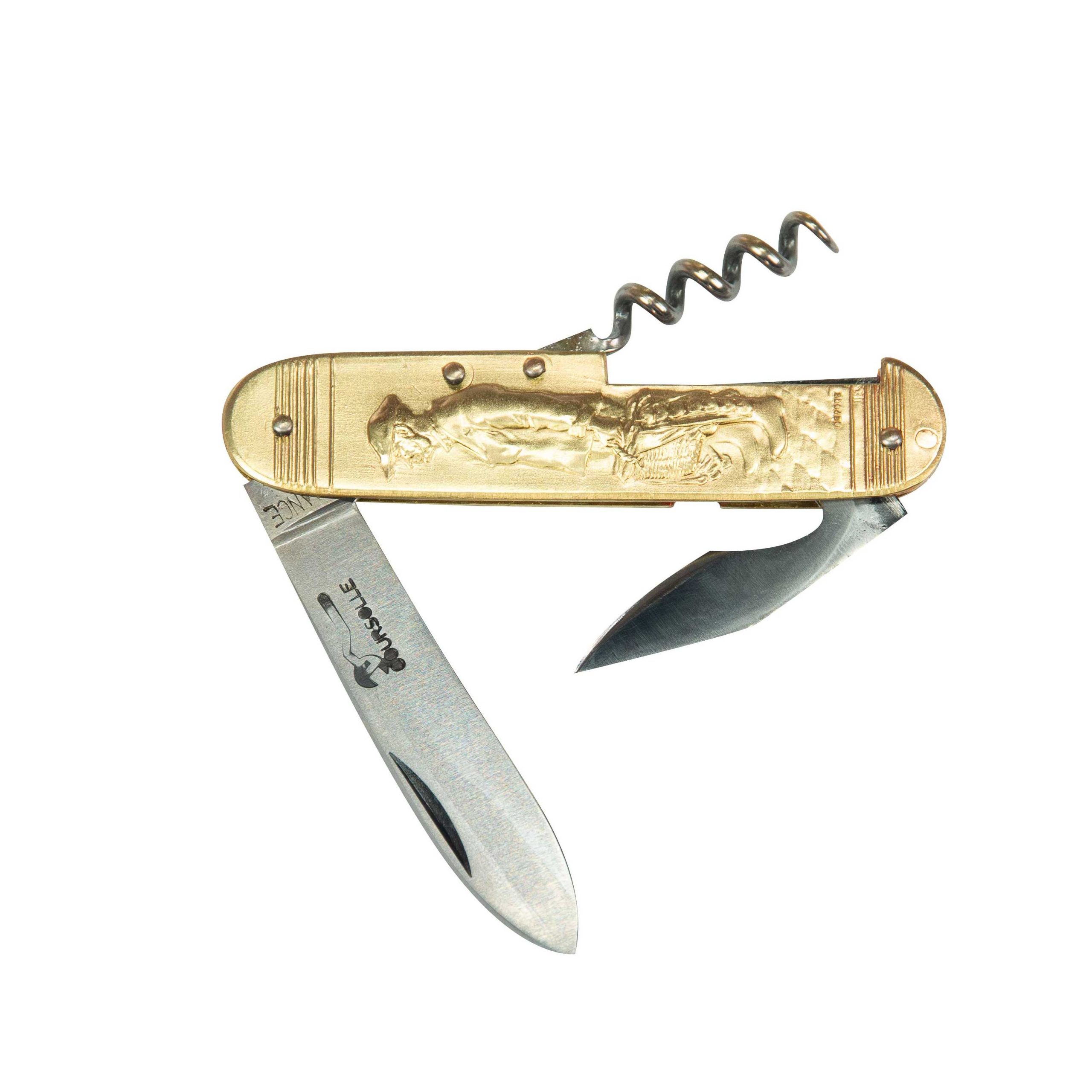 COUTEAU COURSOLLE MOYEN PECHEUR BRETON QUAI 3 PIÈCES TIRE-BOUCHON OUVRE-BOITE MANCHE LAITON - 291 – Image 2