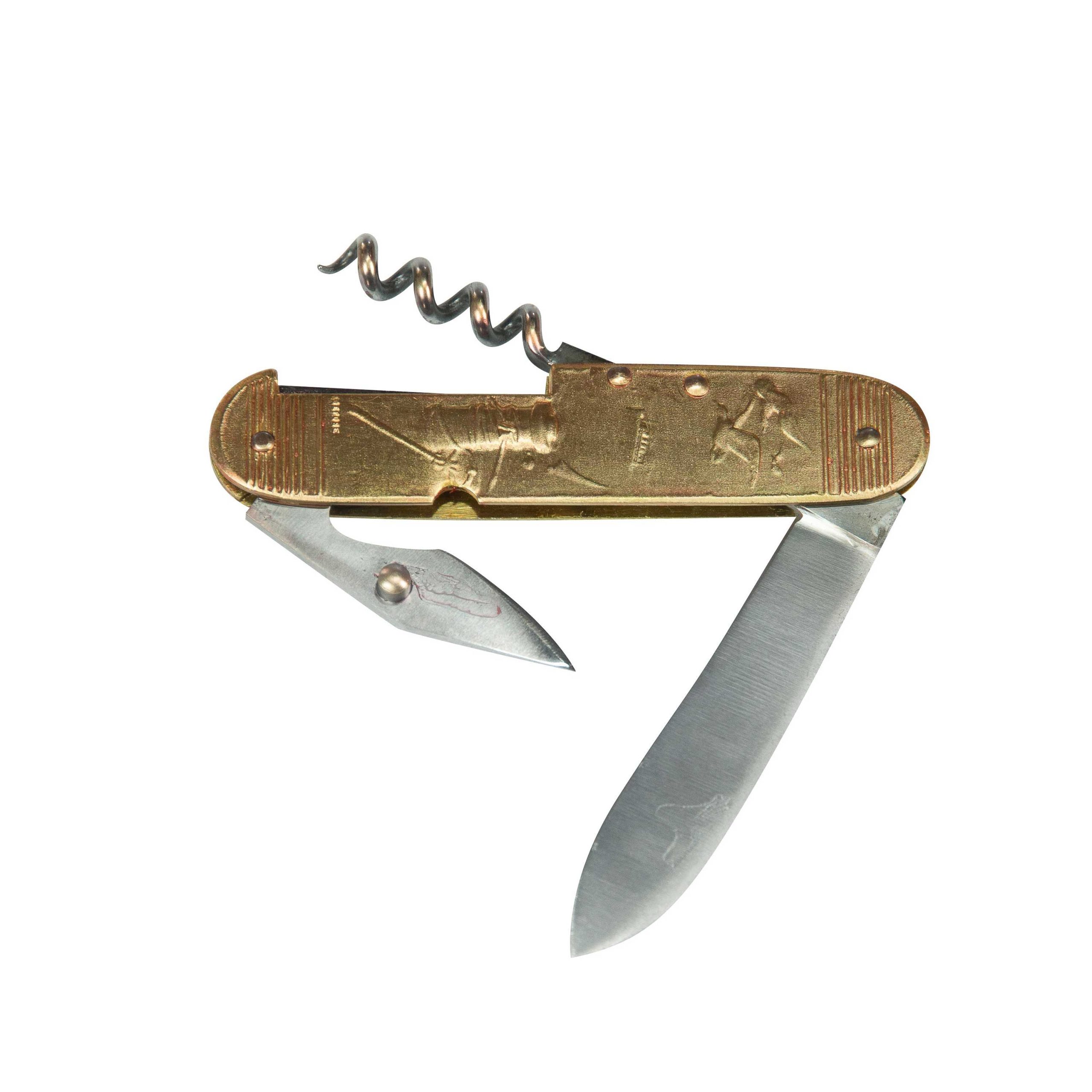 COUTEAU COURSOLLE MOYEN PECHEUR BRETON QUAI 3 PIÈCES TIRE-BOUCHON OUVRE-BOITE MANCHE LAITON - 291 – Image 3