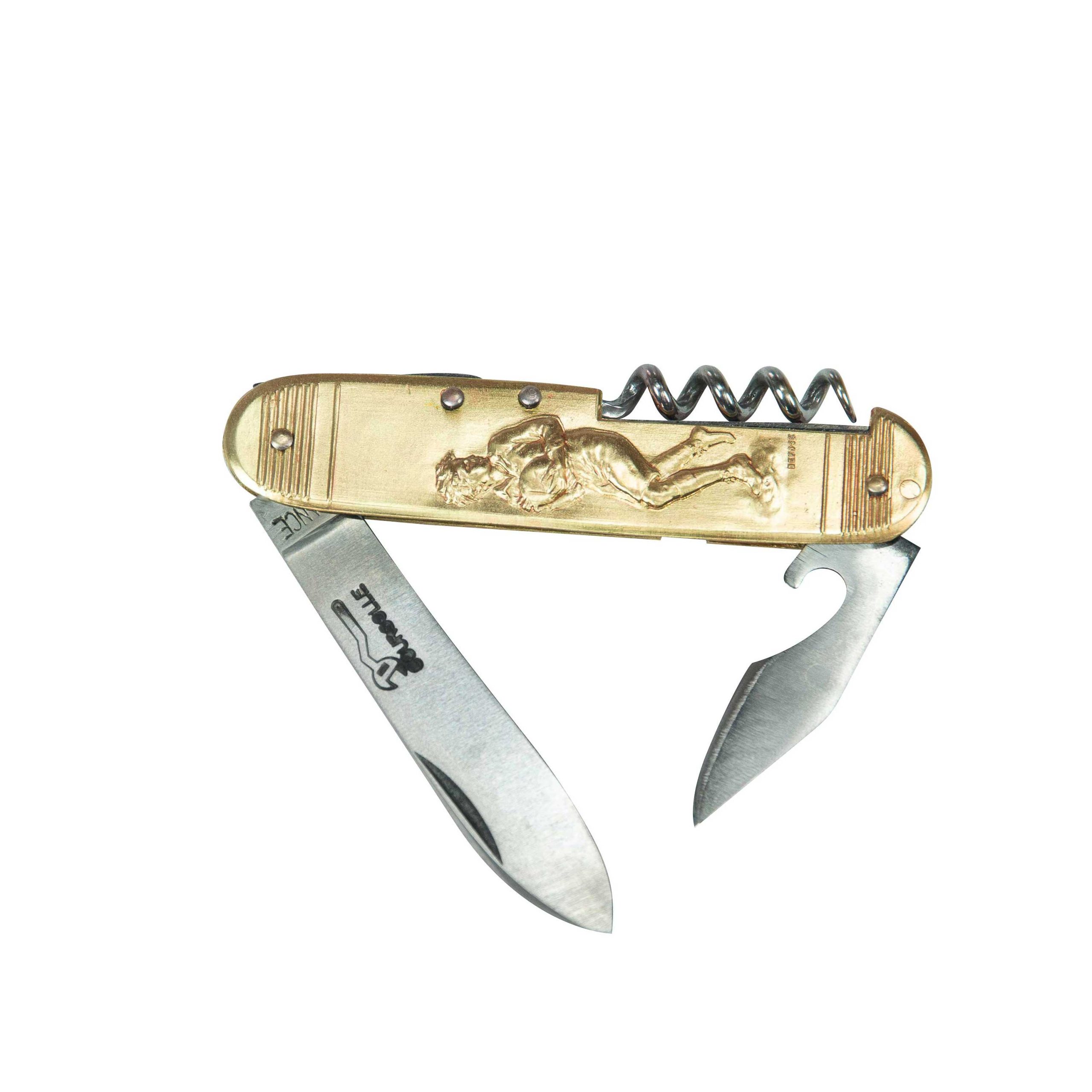 COUTEAU COURSOLLE MOYEN RUGBY TENNIS SPORT 3  PIÈCES  TIRE-BOUCHON OUVRE-BOITE  MANCHE LAITON - 291 – Image 3