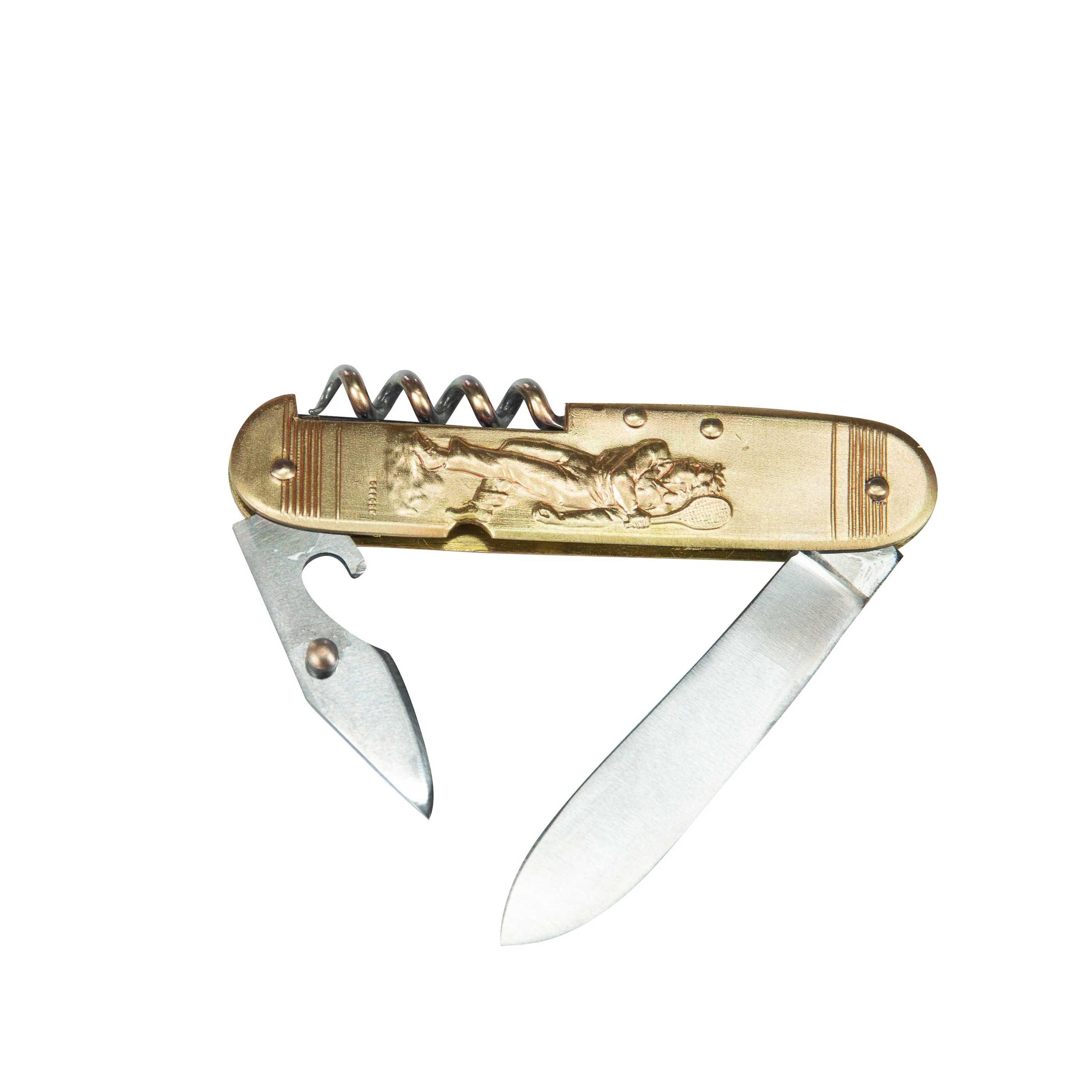 COUTEAU COURSOLLE MOYEN RUGBY TENNIS SPORT 3  PIÈCES  TIRE-BOUCHON OUVRE-BOITE  MANCHE LAITON - 291 – Image 2