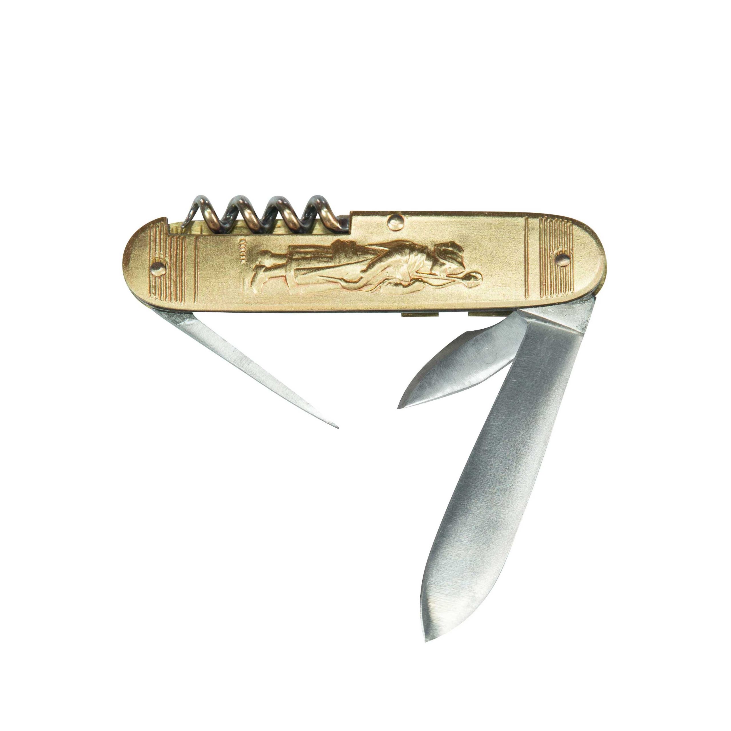 COUTEAU COURSOLLE MOYEN  BINIOU FILEUSE 4  PIÈCES  TIRE-BOUCHON POINÇON OUVRE-BOITE  MANCHE LAITON - 292 – Image 2