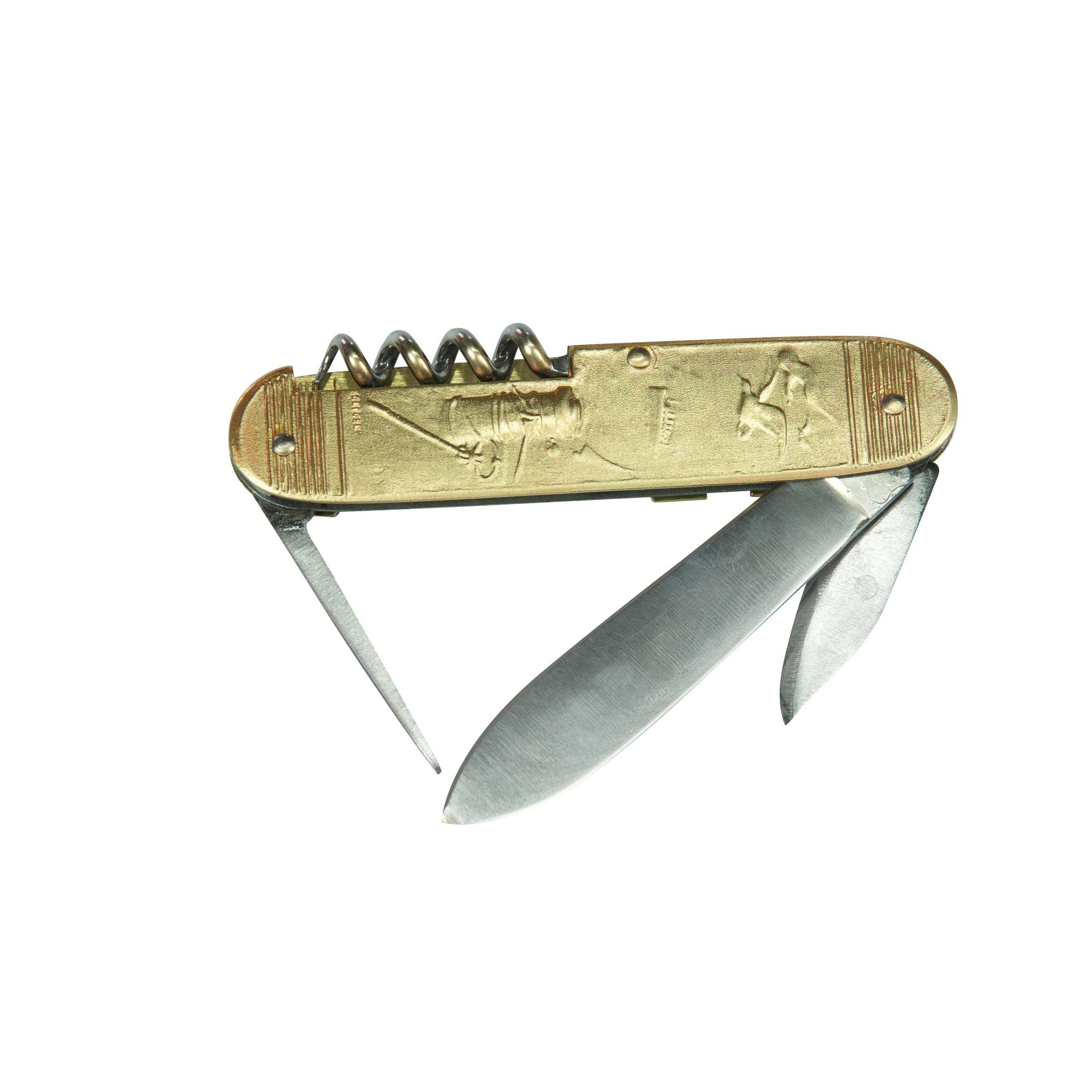 COUTEAU COURSOLLE MOYEN  PECHEUR BRETON QUAI 4  PIÈCES  TIRE-BOUCHON POINÇON OUVRE-BOITE  MANCHE LAITON - 292 – Image 2