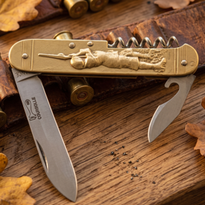 couteau chasseur chien 3 pièces manche laiton — Couperier Coursolle réf. 289