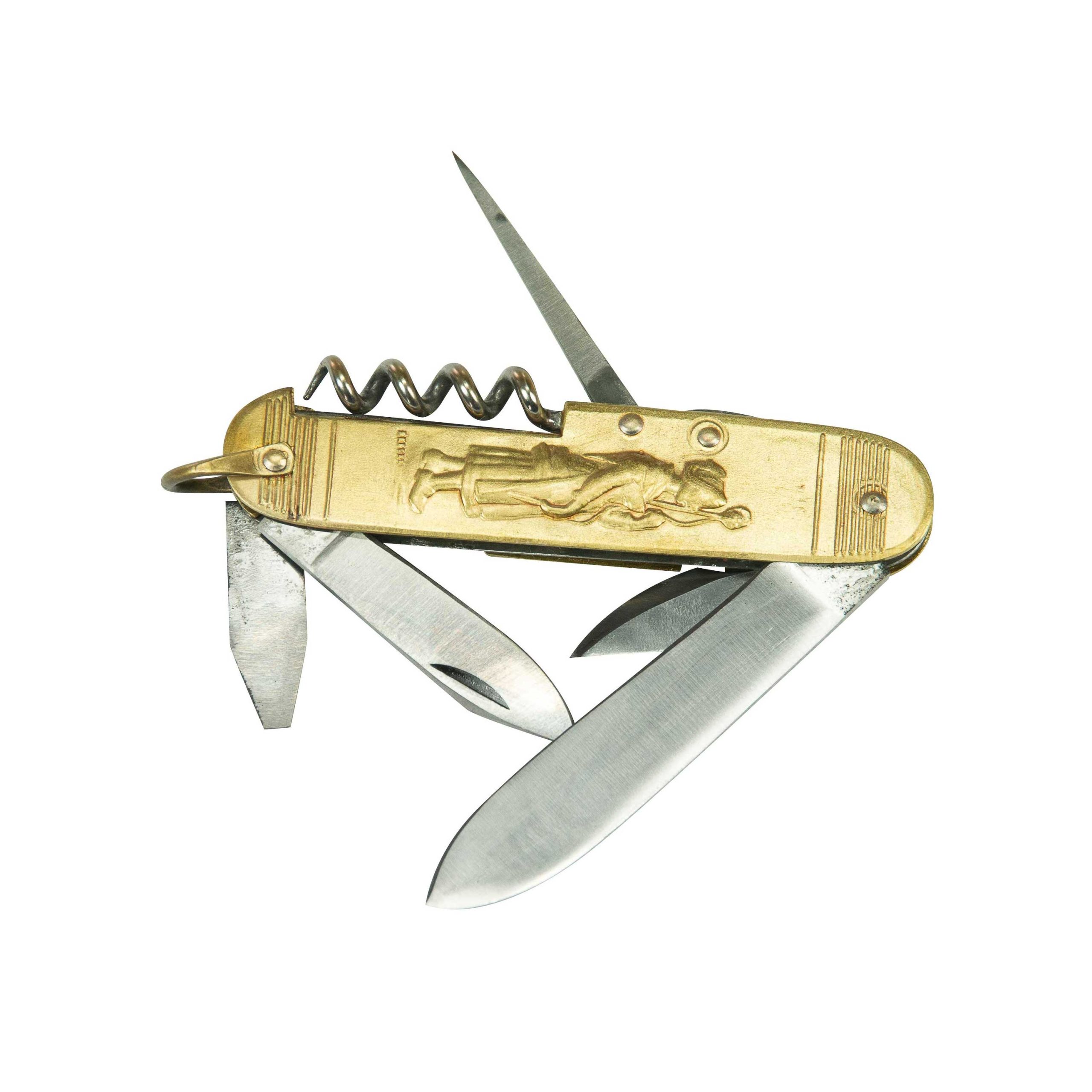 COUTEAU COURSOLLE MOYEN JOUEUR DE BINIOU FILEUSE 6  PIÈCES  TIRE-BOUCHON POINÇON OUVRE-BOITE CANIF TOURNEVIS  MANCHE LAITON - 205 – Image 4