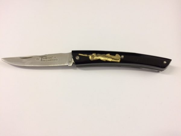 COUTEAU  THIERS RESINE  NOIR INCLUSION CHASSEUR LAITON LAME INOX-9512 RCH – Image 6