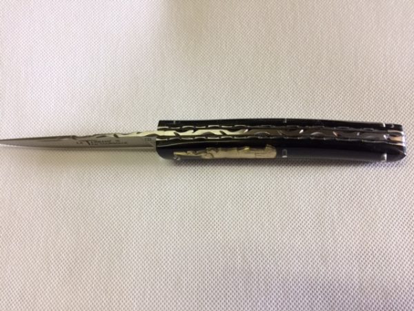 COUTEAU  THIERS RESINE  NOIR INCLUSION CHASSEUR LAITON LAME INOX-9512 RCH – Image 2