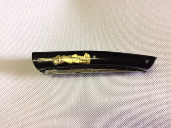 COUTEAU  THIERS RESINE  NOIR INCLUSION CHASSEUR LAITON LAME INOX-9512 RCH – Image 3