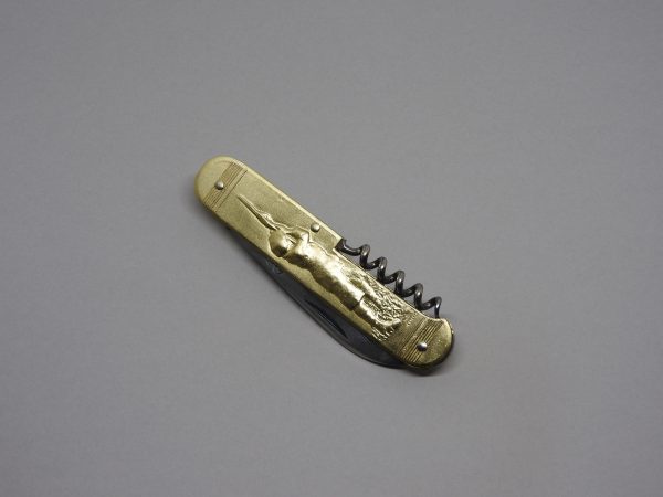 COUTEAU COURSOLLE GRAND CHASSEUR CHIEN 2  PIÈCES  TIRE-BOUCHON  MANCHE LAITON - 249 – Image 4
