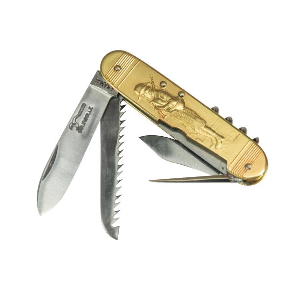 COUTEAU COURSOLLE MOYEN JOUEUR DE BINIOU FILEUSE 5  PIÈCES  TIRE-BOUCHON POINÇON SCIE CANIF  MANCHE LAITON - 244