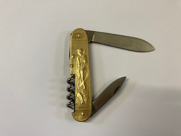 COUTEAU COURSOLLE MOYEN SEMEUR FAUCHEUR 3  PIÈCES  TIRE-BOUCHON CANIF  LAME INOX MANCHE LAITON- 204 IX – Image 2
