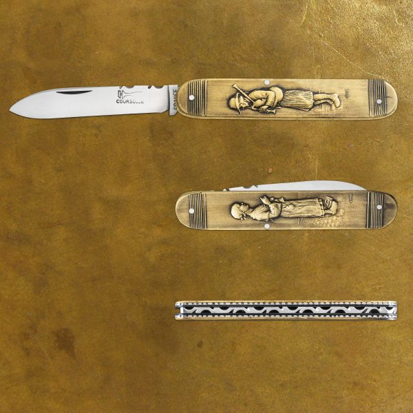 COUTEAU COURSOLLE PRESTIGE COLLECTION UNIQUE BINIOU TRICOTEUSE 1 PIECE MANCHE LAITON BRONZE- 252P