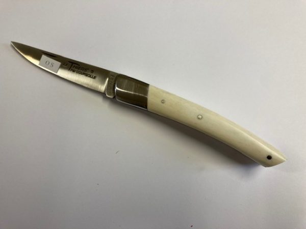 COUTEAU THIERS 1 PIECE 12 CM  1 MITRE  MANCHE OS LAME INOX  GUILLOCHE-9312OS