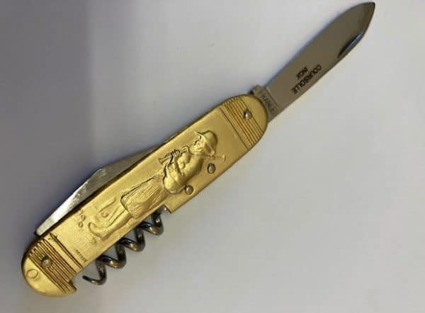 COUTEAU COURSOLLE MOYEN  BINIOU FILEUSE 3  PIÈCES  TIRE-BOUCHON OUVRE BOITE  LAME INOX MANCHE LAITON- 291 IX