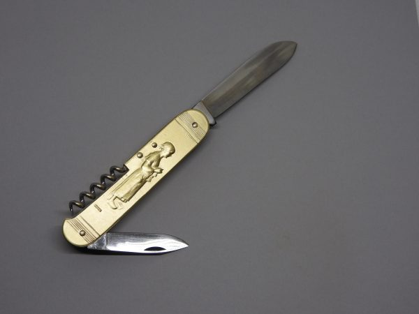 COUTEAU COURSOLLE GRAND JOUEUR DE BINIOU FILEUSE 3  PIÈCES  TIRE-BOUCHON CANIF  MANCHE LAITON - 248 – Image 3