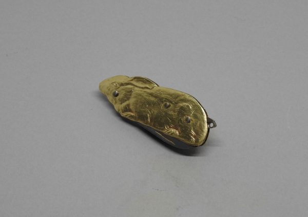 COUTEAU COURSOLLE BRELOQUE  LAPIN  NAVETTE 1  PIÈCE   SANS PORTE CLE  MANCHE LAITON - REF 217