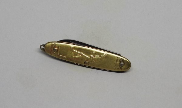 COUTEAU COURSOLLE BRELOQUE  PETITE  NAVETTE 1  PIÈCE   SANS PORTE CLE  MANCHE LAITON - REF 124