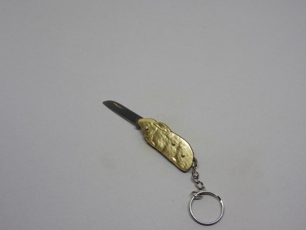 COUTEAU COURSOLLE BRELOQUE LAPIN 1  PIÈCE   AVEC PORTE CLE  MANCHE LAITON - BRELOQUE REF 217 – Image 2