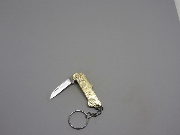 COUTEAU COURSOLLE BRELOQUE AUTO TACOT  1  PIÈCE   AVEC PORTE CLE  MANCHE LAITON - BRELOQUE REF 101 – Image 2