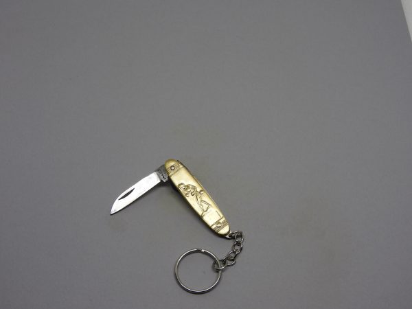 COUTEAU COURSOLLE BRELOQUE PETITE NAVETTE  BOXEUR TENNIS 1  PIÈCE   AVEC PORTE CLE  MANCHE LAITON - BRELOQUE REF 124 – Image 2
