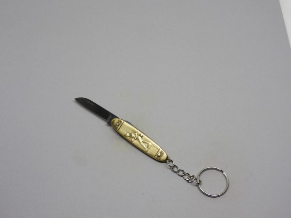 COUTEAU COURSOLLE BRELOQUE PETITE NAVETTE  BOXEUR TENNIS 1  PIÈCE   AVEC PORTE CLE  MANCHE LAITON - BRELOQUE REF 124 – Image 3
