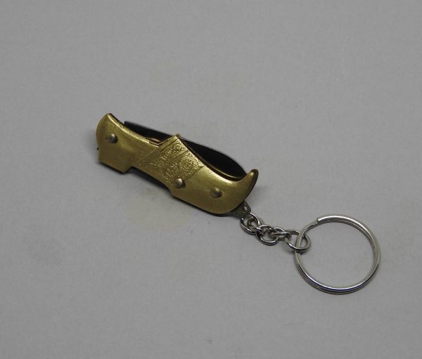 COUTEAU COURSOLLE BRELOQUE SABOT 1  PIÈCE   AVEC PORTE CLE  MANCHE LAITON - BRELOQUE REF 216