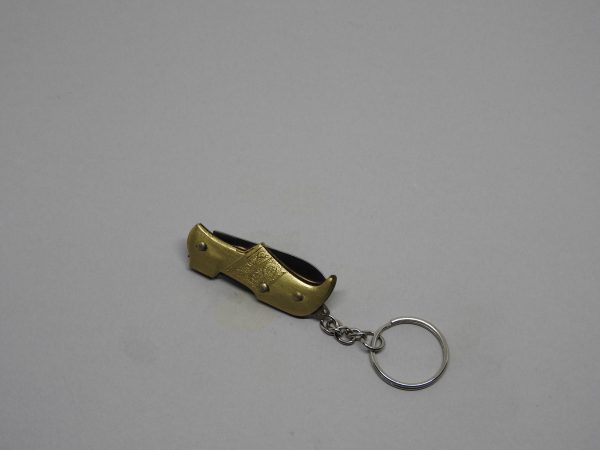 COUTEAU COURSOLLE BRELOQUE SABOT 1  PIÈCE   AVEC PORTE CLE  MANCHE LAITON - BRELOQUE REF 216 – Image 2