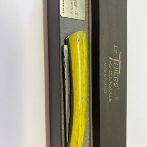 COUTEAU THIERS 12CM PLEIN MANCHE HETRE STABILISE VERT SUR PLATINES INOX LAME INOX RESSORT INOX GUILLOCHE-9612HVERTBOI
