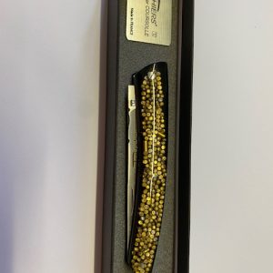 COUTEAU THIERS 12CM PLEIN MANCHE  RESINE LAITON SUR PLATINES INOX LAME INOX RESSORT INOX GUILLOCHE-9612 RESINELAI